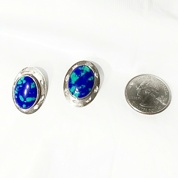 Vintage Azurite/Sterling Silver Native American Earrings - Picture 5 of 5